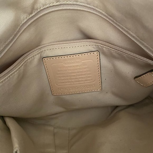 PINK/WHITE CANVAS COACH ZEBRA STRIPE TOTE - Picture 4 of 4